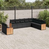  10-dijelni set vrtnih sofa s jastucima crni od poliratana | shoptok.hr