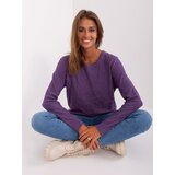 Fashion Hunters Purple classic sweater with a round neckline Cene