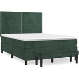 vidaXL Box spring postelja z vzmetnico temno zelen 140x190 cm žamet, (20900410) Cene