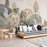  Foto tapeta - Green Hills - a Valley With Animals Painted in Watercolours 500x350 Standard | shoptok.hr