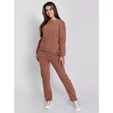Fasardi Women's insulated tracksuit, beige sweatshirt and loose trousers