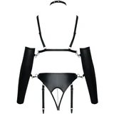 Crotchless Set with Strap Bra & Suspender Briefs 2480557 Black L