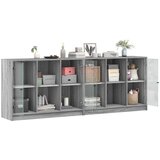  Regal za knjige s vratima siva boja hrasta 204x37x75 cm drveni | Eponuda.ba
