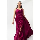 Lafaba Women's Plum Plus Size Long Satin Evening Dress & Prom Dress | shoptok.hr