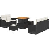  8-delni set vrtnega kavča z blazinami črn poli ratan akacija | Shoptok.si