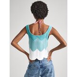 PepeJeans Top z naramnicami 'GALEA' turkizna / cijansko modra / bela | Shoptok.si