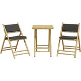  3-dijelni sklopivi bistro set s tamnosivim jastucima bambus | Eponuda.com