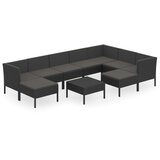 The Living Store Vrtna sedežna garnitura 10-delna z blazinami poli ratan črna - Vrtna Sedežna Garnitura, (21422374) | Shoptok.si