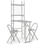The Living Store Zložljiva jedilna garnitura 3-delna MDF in jeklo siva - Jedilna Garnitura, (21481421) | Shoptok.si