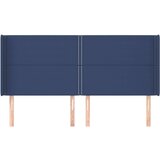  Vzglavje z ušesi modro 203x16x118/128 cm blago, (20933328) | Shoptok.si