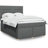 vidaXL Box spring posteljni z vzmetnico temno siv 140x190 cm blago | Shoptok.si