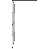 Pregrada za tuš crna 140 x 195 cm s napola mutnim staklom ESG | shoptok.hr