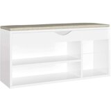 vidaXL klupa za cipele s jastukom sjajna bijela 104x30x49 cm iverica | shoptok.hr