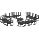 vidaXL Vrtna sedežna garnitura 13 pcs Črna 70 x 70 x 32 cm Aluminij | Shoptok.si