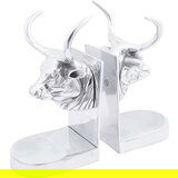 vidaXL Knjžni podstavki v obliki bika Set 2 Srebrni Aluminij | Shoptok.si