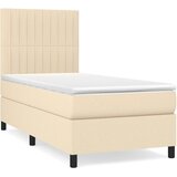 vidaXL Box spring postelja z vzmetnico krem 90x190 cm blago, (20791975) | Shoptok.si