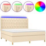  Krevet box spring s madracem LED krem 180x200 cm od tkanine | shoptok.hr