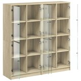  Regal za knjige s vratima boja hrasta 136x37x142 cm drveni | Eponuda.com