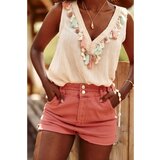Fasardi Short denim shorts with an elastic waist Indian pink | Shoptok.si