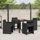 vidaXL 5-delni vrtni jedilni set z blazinami črni poli ratan | Shoptok.si