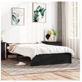  Posteljni okvir črn iz trdnega lesa 135x190 cm 4FT6 | Shoptok.si