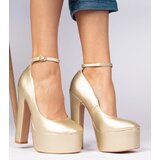 Gemre Gold high block heel pumps Felida | Shoptok.si