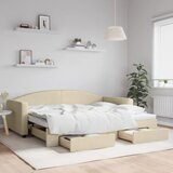vidaXL Dnevni krevet na razvlačenje s ladicama krem 90x200 cm tkanina Cijene