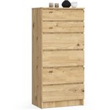 AKORD Komoda, 6 Predalov, Hrast Artisan, (5000332102) | Shoptok.si