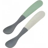 set od 2 ergonomske silikonske žličice 1st stage mineral (4+ m)