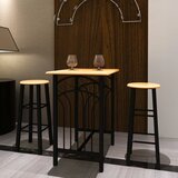 vidaXL Jedilna garnitura za zajtrk / večerjo les s črnim jeklom | Shoptok.si