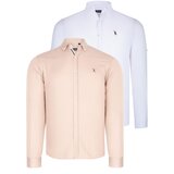 Dewberry DUAL SET G674 MENS SHIRTS-WHITE-BEIGE Cene