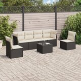 Maison Chic Seti vrtnega pohištva - Vrtna garnitura - Vrtni pohištvo set 7-delna z blazinami črn poli ratan, (21803028) | Shoptok.si