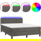  Box spring s madracem LED tamnosivi 140x190 cm baršun | shoptok.hr