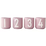 Design Letters set od 4 ružičaste šalice od imitacije porculana, 0,5 l