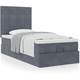 vidaXL Otomanski posteljni okvir z vzmetnicami siv 90x200cm žamet | Shoptok.si