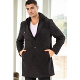 Dewberry PLT8376 MEN'S COAT-PATTERNED LIGHT BLACK