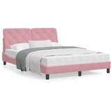 vidaXL Okvir za krevet s uzglavljem ružičasti 120 x 200 cm baršunasti | shoptok.hr