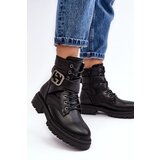Boto Gennee Leather Black Workery Boots with Chain | ePonuda.com