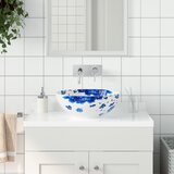 vidaXL Nadgradni umivaonik bijelo-plavi okrugli Φ 41 x 14 cm keramički Cijene