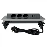 uticnica 3-struka, USB A+C L=2 m, nikl