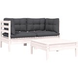 Maison Chic Seti vrtnega pohištva - Vrtna garnitura - Vrtni pohištvo set 3-delna z blazinami bela trdna borovina, (21809919) | Shoptok.si