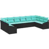 vidaXL Set sofe 10 kom. Crna poliratan - Crna bez stola | shoptok.hr