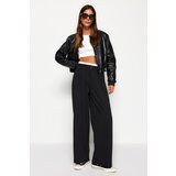 Trendyol Black Wide Leg Boxer Trousers With Belt Detail Cijene