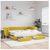 vidaXL Dnevni krevet na razvlačenje s ladicama žuti 80 x 200 cm baršun | shoptok.hr