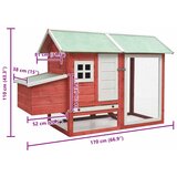  Kavez za kokoši crveni 170x81x110 cm masivna borovina/jelovina | shoptok.hr
