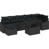vidaXL 8-delni vrtni kavč set z blazinami Črna Poli Ratan | Shoptok.si