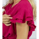 Pri Long dress tied at the waist with short sleeves with frill CELINA | shoptok.hr