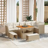 vidaXL 9-dijelni set sofa za vrt s jastučićima bež poli ratan akacija | shoptok.hr