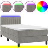 The Living Store Box spring postelja z vzmetnico LED svetlo siva 90x200 cm žamet - Box Spring Postelja, (21489707) | Shoptok.si