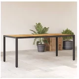 vidaXL Vrtna miza z leseno akacijevo ploščo črna 190x90x75 cm PE ratan